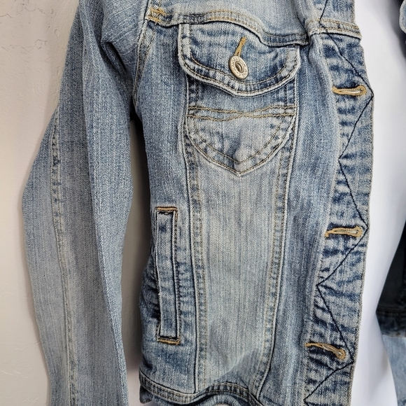 Angels Small Light Wash Denim Jean Jacket Button Up - Picture 5 of 8